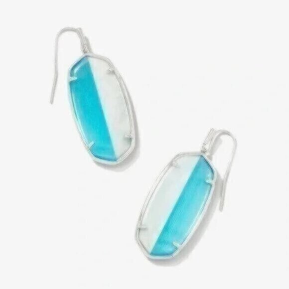Kendra Scott Jewelry - NWT Kendra Scott Elle Silver Intarsia Drop Earrings In Blue Intarsia